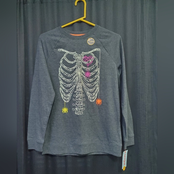 Cat & Jack Boys Halloween Glown In The Dark Long Sleeve Shirt - Picture 1 of 3